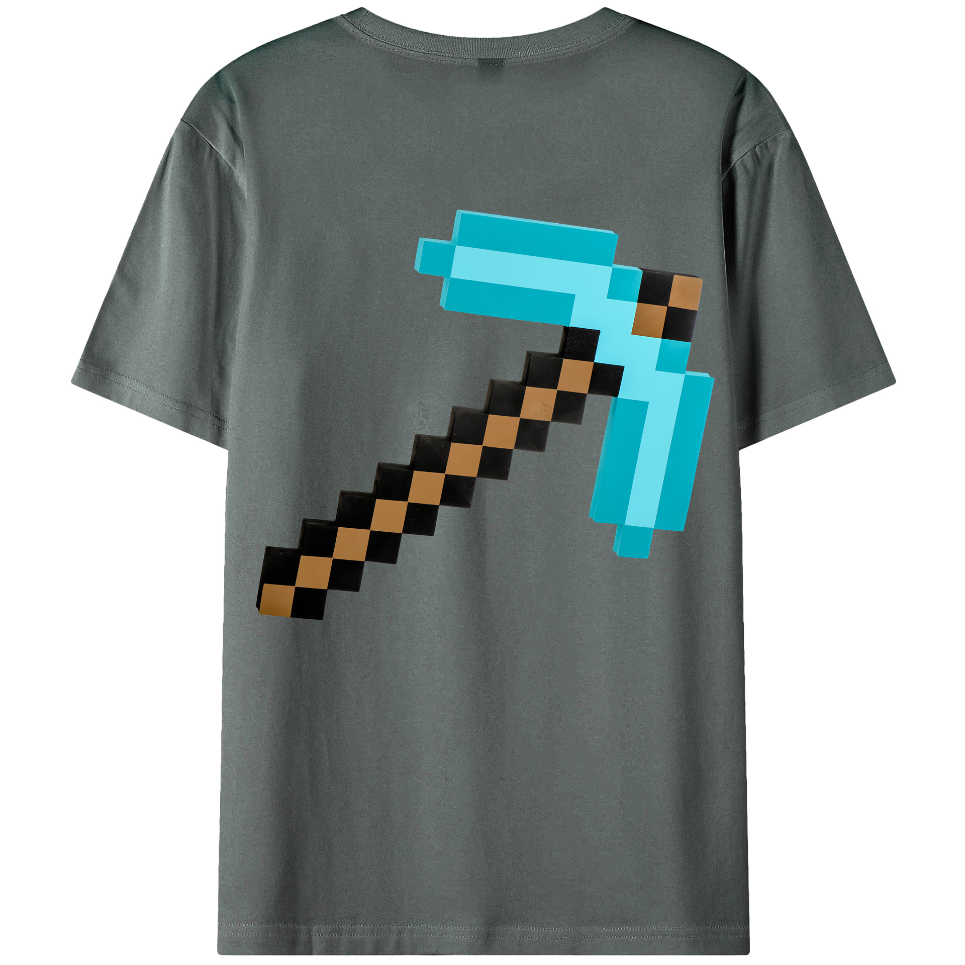 （画像用） マインクラフト ブロックの世界 Minecraft MC Block world 綿100％ メンズ半袖Tシャツ（バックプリント） 通気性